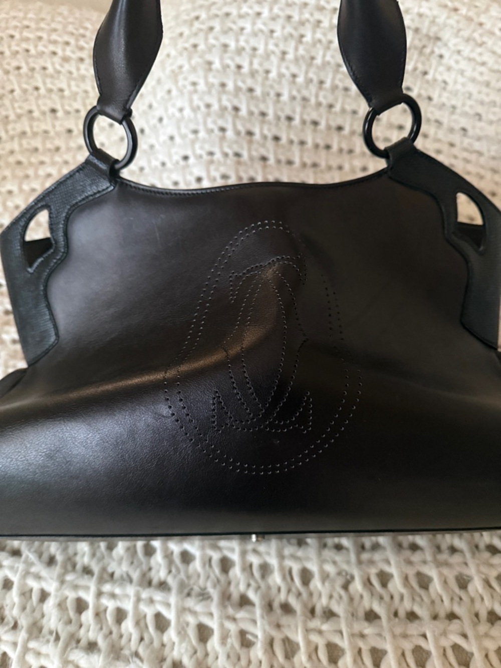 Cartier Black Perforated Logo Shoulder Bag